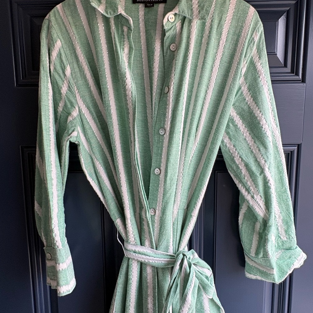 Boston Proper Mint and White Striped Dress - Picture 3 of 8